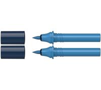 Schneider 040 Paint-It Twinmarker Cartuchos (Brush Tip - Brocha, tinta a base de agua, para aplicación en papel, 95% plástico reciclado), color azul oscuro 020