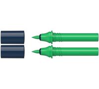 Schneider 040 Paint-It Twinmarker Cartuchos (Brush Tip - Pincel, tinta a base de agua, para aplicación en papel, > 95% plástico reciclado), 2 unidades, color negro bosque verde 053