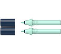 Schneider 040 Paint-It Twinmarker Cartuchos (punta redonda, tinta a base de agua, para aplicación en papel, > 95% plástico reciclado), 2 unidades, color turquesa 034