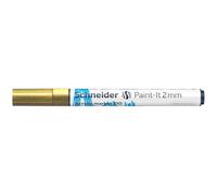Schneider 120153 Paint-It - Rotulador acrílico (con punta redonda de 2 mm, pinturas acrílicas de alta cobertura para madera, lienzo, piedra, etc.), 1 unidad, color dorado