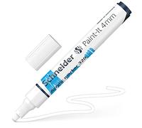 Schneider 120249 Paint-It - Rotulador acrílico (con punta redonda de 4 mm, pinturas acrílicas de alta cobertura para madera, lienzo, piedra, etc.), 1 unidad, color blanco