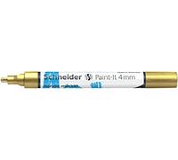 Schneider 120253 Paint-It - Rotulador acrílico (con punta redonda de 4 mm, pinturas acrílicas de alta cobertura para madera, lienzo, piedra, etc.), 1 unidad, color dorado