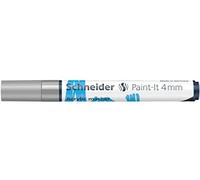 Schneider 120254 Paint-It - Rotulador acrílico (con punta redonda de 4 mm, pinturas acrílicas de alta cobertura para madera, lienzo, piedra, etc.), 1 unidad, color plateado