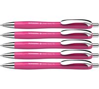 Schneider 132509 Slider Rave XB - Bolígrafo (edición especial limitada en color rosa, fabricado en Alemania), 5 unidades, color de escritura: azul