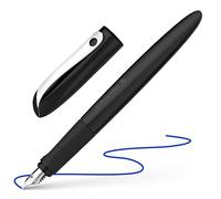 Schneider 162111 Wavy - Pluma estilográfica (para diestros y zurdos, con pluma para principiantes), color negro