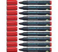 Schneider 250 rotuladores permanentes rellenables punta cincel 2 + 7 mm, 10 unidades, color rojo