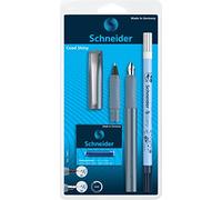 Schneider 74863 Ceod Shiny - Juego de escritura con pluma y bolígrafo, borrador de tinta (diestros y zurdos, punta M, incluye cartucho de tinta azul real, en color azul pacífico)