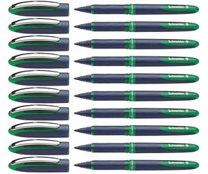 Schneider Business One Juego de 10 bolígrafos rodillos no retráctil tinta líquida verde