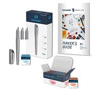 Schneider Callissima 399458 - Juego de caligrafía (pluma estilográfica con 3 anchos de pluma, 66 cartuchos pastel en 8 colores, incluye libro de escritura a mano), color antracita
