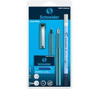 Schneider Ceod Shiny 74864 - Juego de escritura con pluma estilográfica, bolígrafo de tinta y tinta para diestros y zurdos, pluma M, incluye cartuchos de tinta azul real