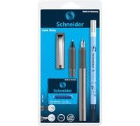 Schneider Ceod Shiny 74866 - Juego de escritura con pluma estilográfica, bolígrafo de tinta y tinta para diestros y zurdos, pluma M, incluye cartuchos de tinta azul real, grafito