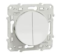 Schneider Electric S520214 Odace - Interruptor doble (230 V), color blanco