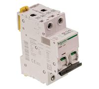 Schneider Electric A9F75206 Interruptor Automático Magnetotérmico Ic60N, 2P, 6A, Curva D