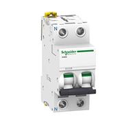 Schneider Electric A9F79210 Interruptor Automático Magnetotérmico iC60N, 2P, 10 A, curva C, Blanco