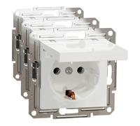Schneider Electric Asfora EPH3170121D - Enchufe Schuko (16 A, tapa con protección de contacto, enchufe empotrado, terminales de tornillo), color blanco (Paquete de 3)