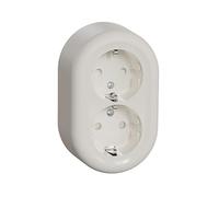 Schneider Electric Elso WDE015896 - Enchufe Schuko redondo (2 enchufes, protección táctil, 16 A, 250 V CA, color blanco)