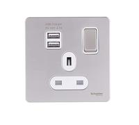 Schneider Electric Ggbgu34102-USBbawpn Ultimate Tornillo, Single Socket Comb, 2 x USB SP 2.1 A, Peal Níquel, Color blanco adaptador de cable