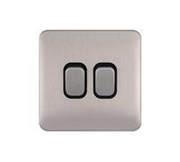 Schneider Electric GGBL1022BSS Lisse - Interruptor sin tornillos Deco 10AX 2G 2W BSS, 240 V, acero inoxidable
