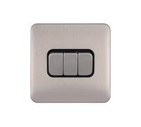 Schneider Electric GGBL1032BSSS Lisse - Interruptor sin tornillos (10 AX, 3G, 2 W, 240 V, acero inoxidable)