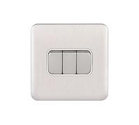 Schneider Electric GGBL1032WSSS Lisse - Interruptor sin Tornillos (10 AX, 3G, 2 W, 240 V, Acero Inoxidable)