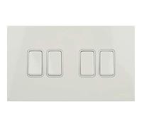 Schneider Electric GU1442WPW Ultimate Placa plana sin tornillos, interruptor de placa basculante, 4 bandas, pintada en blanco