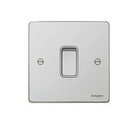 Schneider Electric GU1514WPC Ultimate Perfil bajo pulido cromo Color blanco inserto 1 grupo intermedio 16AX interruptor de placa