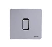 Schneider Electric GU2410BPC Ultimate Placa plana sin tornillos, interruptor de 2 polos, 1 banda, cromado