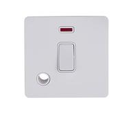 Schneider Electric GU2414WPW Ultimate Placa plana sin tornillos, interruptor de 2 polos, 1 banda, metal blanco