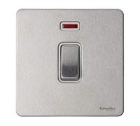 Schneider Electric GU4431WSS Ultimate Placa plana sin tornillos, interruptor de 2 polos, 1 banda, acero inoxidable