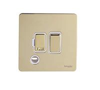 Schneider Electric GU5413WPB Ultimate Placa plana sin tornillos, conexión con fusible conmutado, latón