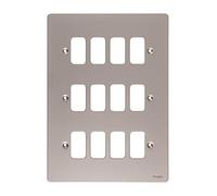 Schneider Electric GUG12GPN Ultimate Grid System placa plana, 12 bandas, marco, níquel perla