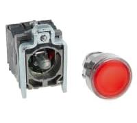 Schneider Electric Pulsador iluminado XB4BW34M5 Diámetro 22, retorno resorte, 240 V, 1 NA/1 NC, rojo