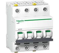 Schneider Electric iC60N MCB Disyuntor Tipo C, 4 Polos, 20 A, 440 V, Capacidad de desconexión 6 kA Acti 9