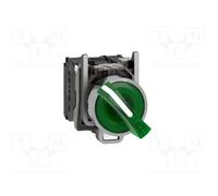 Schneider Electric XB4BK123M5 Selector Luminoso Diámetro, 22 Mango de 2 Posiciones, 240 V, 1 Na + 1 Nc, Verde
