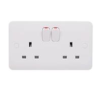 Schneider Electric - Lisse Blanco Moldeado, Doble Enchufe Conmutado, Doble Polo, 13A, GGBL3020DS, Blanco