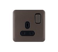 Schneider Electric Lisse GGBL3010DBMB - Enchufe de alimentación individual sin tornillos, 13 A, doble polo, bronce moca con inserto negro