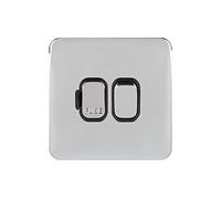 Schneider Electric Lisse GGBL5010BPC GGBL5010BPC - Unidad de conexión con fusible simple sin tornillos, 13 A, doble polo, cromo pulido con inserto negro
