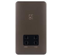 Schneider Electric Lisse Screwless Deco - Enchufe de afeitar de doble voltaje 115/230 V GGBL7090BMBS, bronce moka con inserto negro