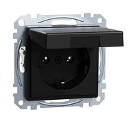 Schneider Electric Merten MEG2311-0403 - Enchufe Schuko con tapa abatible, sistema M, color negro mate