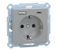 Schneider Electric Merten MEG2367-0460 - Toma de corriente USB tipo C (montaje empotrado, sistema M, aluminio)