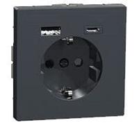 Schneider Electric Merten MEG2367-6034 - Enchufe Schuko con conector USB tipo C, diseño del sistema, color gris antracita