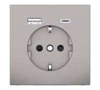 Schneider Electric Merten MEG2367-6050 - Enchufe con conector USB tipo C, diseño de metal de níquel, enchufe Schuko USB empotrado, enchufe de protección de contacto, adecuado para smartphone, tablet