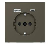 Schneider Electric Merten MEG2367-6052 - Enchufe Schuko con conector USB tipo C, diseño de sistema Schuko, enchufe USB empotrado, enchufe de protección de contacto, Mocca metálico, adecuado para