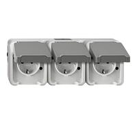 Schneider Electric Merten MEG2391-8029 Aquastar - Toma de Corriente (3 enchufes, Horizontal, IP44)