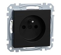 Schneider Electric Merten MEG2600-0403 - Enchufe con clavija de protección de contacto, terminales de rosca, protección táctil, sistema M, color negro mate