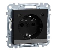 Schneider Electric Merten System M MEG2304-0403 - Enchufe SCHUKO con salida de luz, módulo de iluminación LED, protección táctil, terminales de enchufe, negro mate, MEG2304-0403