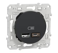 Schneider Electric - Odace - Toma USB doble - tipo C - Antracita - 5 Vcc - 2,4 A - S540401