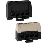 Schneider Electric - Resi9 - Lote de 2 bloques de terminales de fase - 1 gris 1 x negro - 4 agujeros 16 mm² - R9H13405P