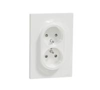 Schneider Electric S521089 Odace - Toma de corriente doble con tierra (2P+T, 230 V), color blanco