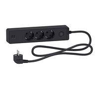 Schneider Electric ST943U1B Base Multienchufe de 3 Tomas con 2 USB, cable 1.5 m, Antracita